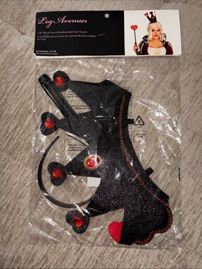 NWT Leg Avenue Black Glitter Heart Crown Headpiece & Seepter